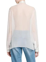 Silk Chiffon Tieneck Blouse
