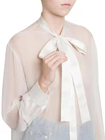 Silk Chiffon Tieneck Blouse