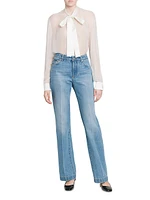 Silk Chiffon Tieneck Blouse