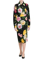Floral Stretch-Silk Pencil Skirt