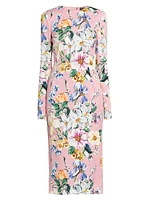 Floral Stretch Silk Midi-Dress