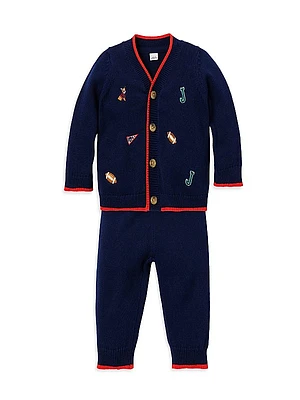 Baby Boy's Varsity Embroidered Cardigan & Joggers Set