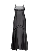 Silk Chiffon Seamed Maxi Dress