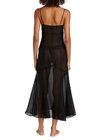 Silk Chiffon Seamed Maxi Dress