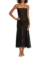 Silk Chiffon Seamed Maxi Dress