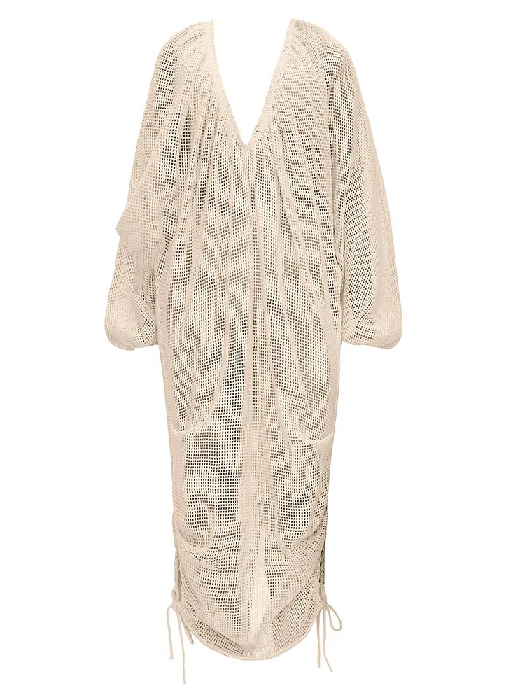 Meta Cotton Mesh V-Neck Maxi Cover-Up