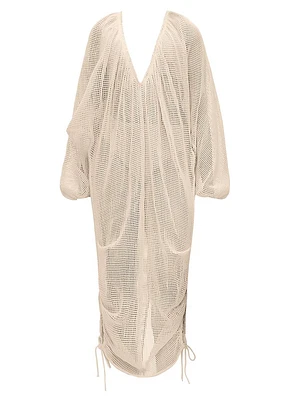 Meta Cotton Mesh V-Neck Maxi Cover-Up