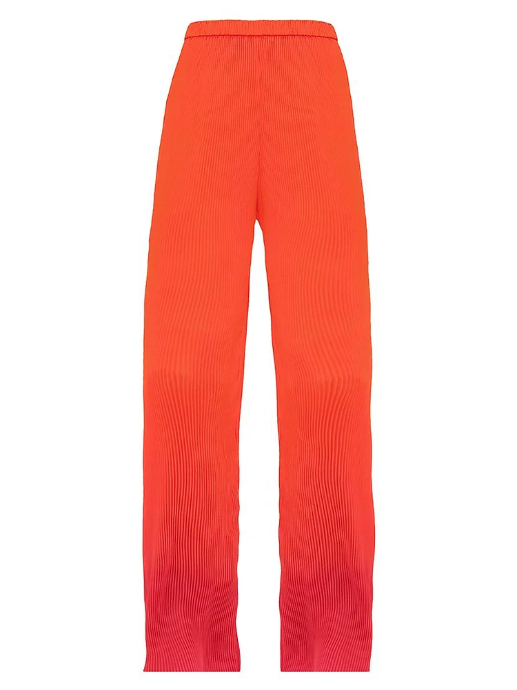 Atti Ombré Plissé Straight-Leg Pants