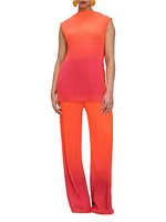 Atti Ombré Plissé Straight-Leg Pants