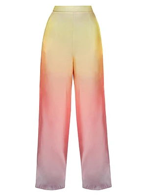 Bata Ombré Chiffon High-Rise Wide-Leg Pants