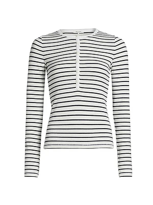 The Knit Striped Henley Top
