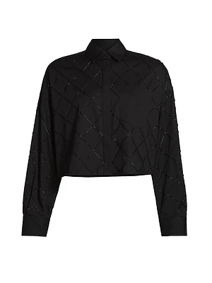 Beatrice Embroidered Cotton Cropped Shirt