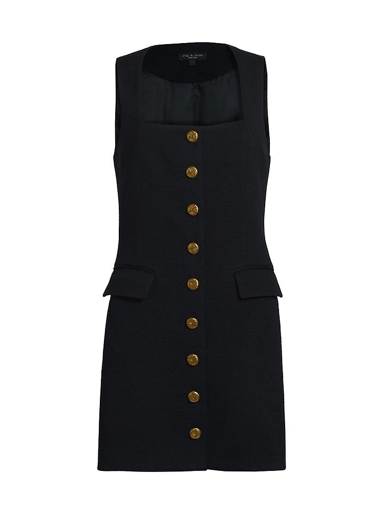 Mariana Textured Button-Front Minidress