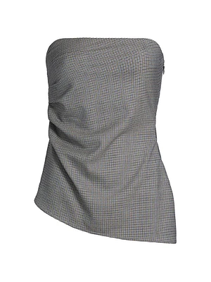 Genevieve Houndstooth Wool-Blend Strapless Top