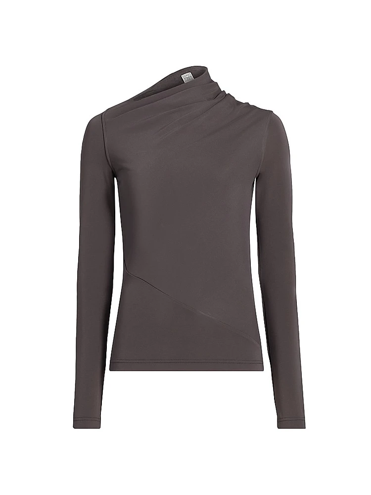 Draped Jersey Long-Sleeve Top
