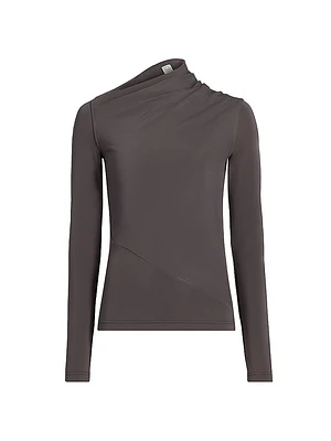 Draped Jersey Long-Sleeve Top