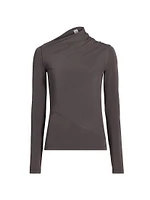 Draped Jersey Long-Sleeve Top
