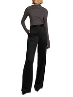 Draped Jersey Long-Sleeve Top