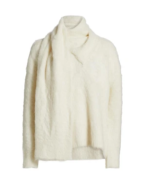 Draped-Scarf Knit Sweater