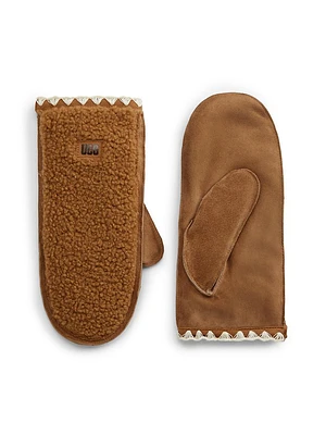 UggFluff Scalloped Leather Mittens