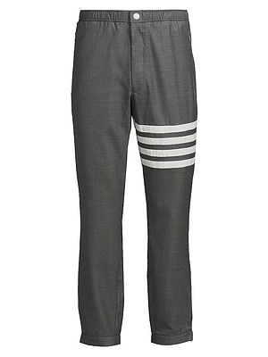 Striped Snap-Front Elasticized Track Trousers