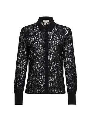 Maia Lace Button-Front Blouse