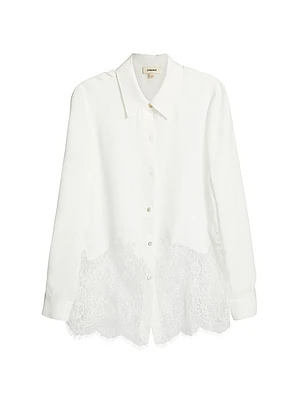 Adalee Lace Button-Front Blouse