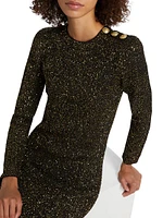 Cherry Sequin Knit Long-Sleeve Minidress