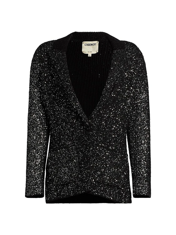 Leonora Sequin Knit Single-Breasted Blazer