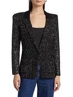 Leonora Sequin Knit Single-Breasted Blazer
