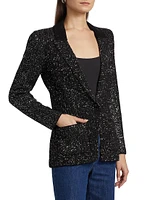 Leonora Sequin Knit Single-Breasted Blazer