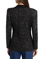 Leonora Sequin Knit Single-Breasted Blazer