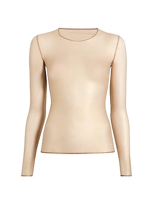 Gilded Chic Mesh Long-Sleeve Top