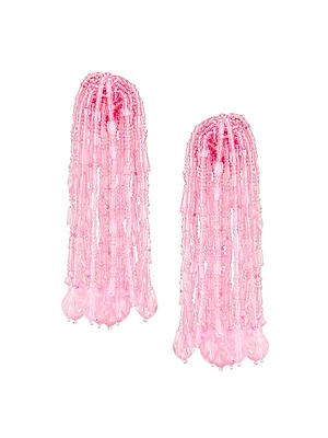 Pompon Goldtone & Glass Beaded Clip-On Tassel Earrings