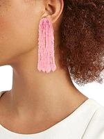 Pompon Goldtone & Glass Beaded Clip-On Tassel Earrings