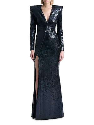 The Breaks Painted Sequined Gown