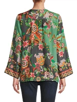 Botina Floral Silk V-Neck Blouse