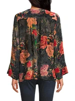 Botina Floral Burnout V-Neck Blouse