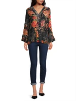 Botina Floral Burnout V-Neck Blouse