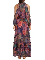 Ashlee Floral Silk Tiered Maxi Dress