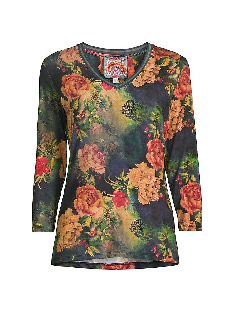 The Janie Favorite Floral V-Neck T-Shirt