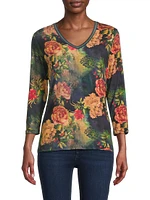 The Janie Favorite Floral V-Neck T-Shirt