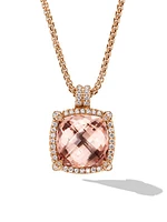 Chatelaine Pavé Bezel Pendant Necklace in 18K Rose Gold