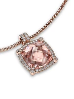 Chatelaine Pavé Bezel Pendant Necklace in 18K Rose Gold