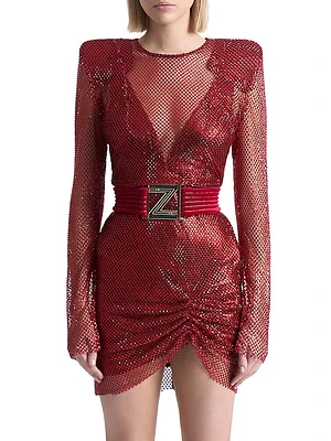 Mechanical Dolls Embellished Two-Piece Mesh Cape Minidress