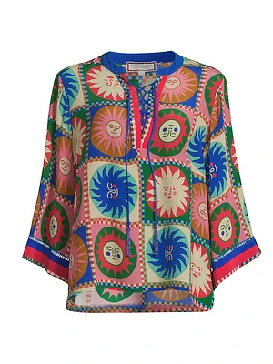 Lionora Front Tie Villa Silk Blouse