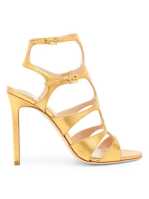 105MM Laminated Printed Lizard Leather Sandals