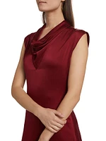 Azul Deb Silk Cowlneck Cocktail Dress
