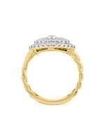 14K Yellow Gold & 0.53 TCW Diamond Chain-Link Ring