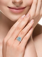 14K White Gold Aquamarine, Paraíba Tourmaline & 0.39 TCW Diamond Ring